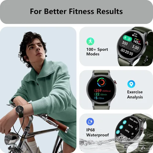 Miniatura 5 de Reloj inteligente para hombres y mujeres, responder/hacer llamadas, rastreadores de actividad con pantalla ultra clara AMOLED con monitor