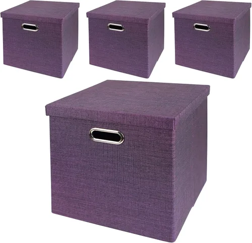 Miniatura 20 de Posprica Cubos de almacenamiento plegables, 11 x 11 x 11 pulgadas, contenedores de tela, 4 unidades, color beige