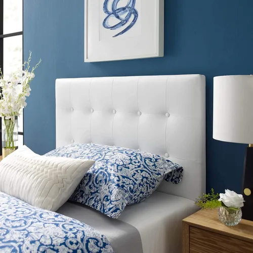 Miniatura 9 de Cabecero de cama individual, Modway Emily, tapizado en vinilo de color blanco, Tela, Blanco (White Vinyl)