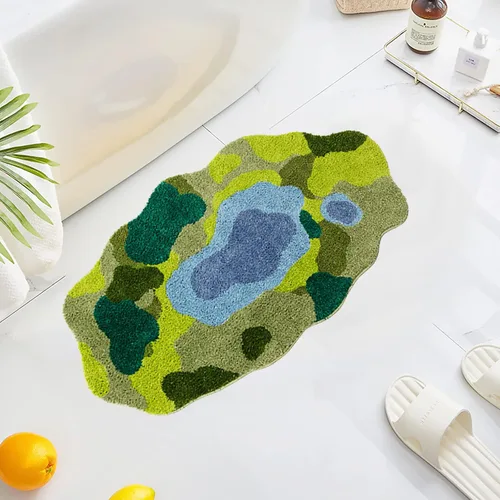 Miniatura 15 de UKELER ELER - Bonita alfombra de baño Chill Pill, azul, absorbente, antideslizante, lavable, suave, lanuda alfombra de ducha de 27.5 x 15.5 pulgadas