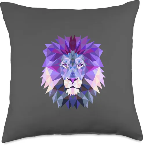 Miniatura 5 de löwe in purple Lion Zodiac Astroface - Almohada de polígono OM con ojo de chakra morado, 16 x 16 pulgadas, multicolor