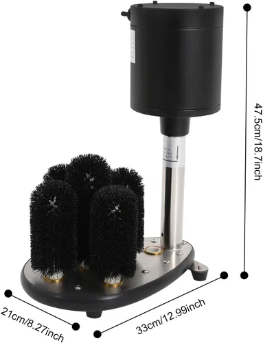 Miniatura 4 de Lavadora de vidrio eléctrica, enjuague de vidrio comercial de 5 cepillos para vidrio de fregadero, máquina de limpieza de copas de vino de 360