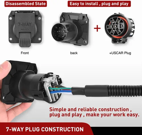 Miniatura 7 de Nilight Kit de arnés de cableado de enchufe de remolque de 7 pines 55243 para lado del vehículo, 7 vías, tipo RV, enchufe USCAR, compatible con Ford