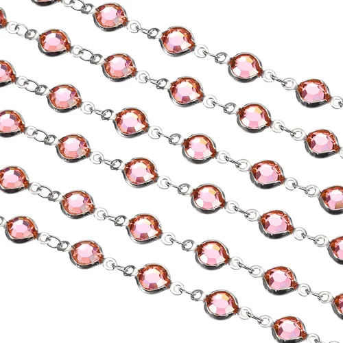 Miniatura 19 de uxcell Cadena de diamantes de imitación blancos de 2 yardas a granel con cadena de latón chapada en plata para hacer joyas, manualidades, pulseras