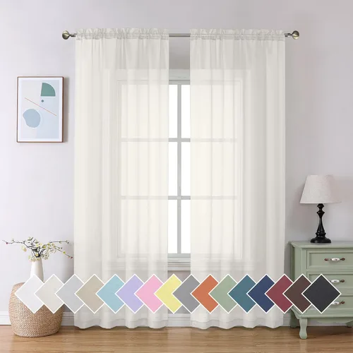 Miniatura 227 de Aiyufeng 2 paneles de cenefa transparente negra de 14 pulgadas de largo, cortinas cortas negras transparentes para dormitorio, cortinas de cocina