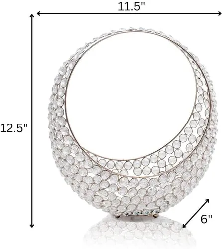 Miniatura 2 de Modern Day Accents 5732 Anillo SM - Cesta de anillo de cristal plateado, decoración de mesa, decoración de casa, cuenco, centro de mesa de cocina