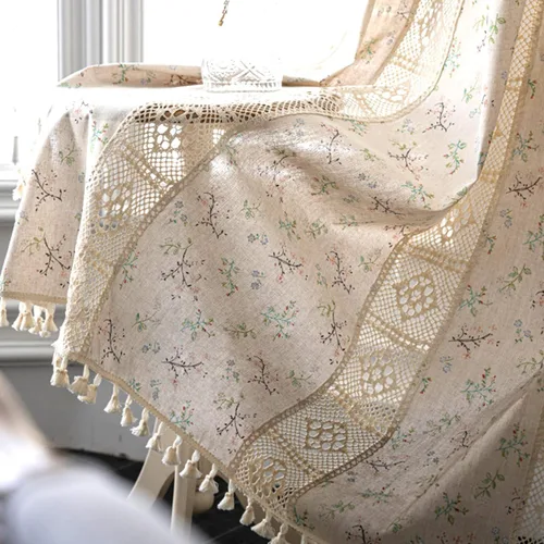 Miniatura 8 de Bringsine - Cortinas de crochet bohemias de algodón para sala de estar, cortinas de ventana para dormitorio con oscurecimiento, cortina