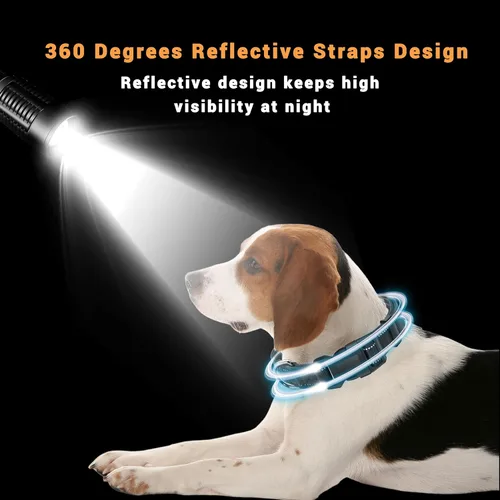 Miniatura 4 de Paquete de 2 collares reflectantes para perros con hebilla de cierre de seguridad, collar de nailon ajustable, suave, transpirable y cómodo