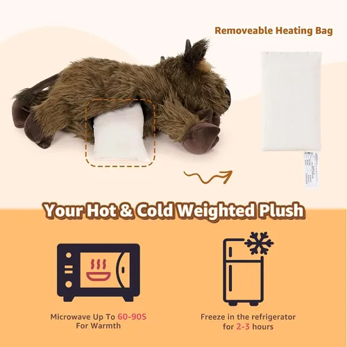 Miniatura 3 de Onsoyours - Animales de peluche originales de vaca de las tierras altas con peso de 3.35 libras, 20 pulgadas, grandes para microondas para aliviar