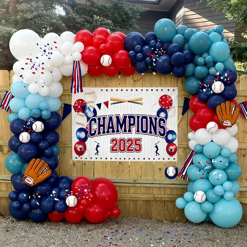 Miniatura 3 de Globos rojos, azules y blancos, 60 globos de 12 pulgadas, color rojo, azul marino, azul claro, azul polvoriento, blanco, para béisbol, fiesta