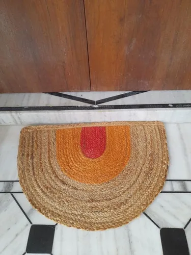 Miniatura 2 de Jaipur Art & Rugs - Tapete para puerta delantera de yute natural hecho a mano indio, tapete medio redondo, 30 x 50 pulgadas, tapetes para puerta al
