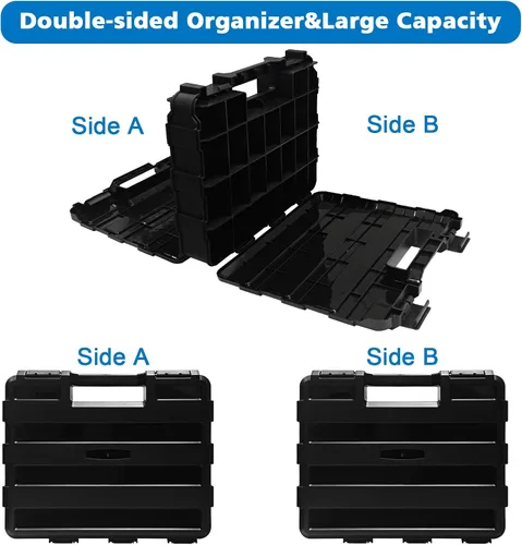 Miniatura 4 de Organizador de caja de herramientas de doble cara, caja de almacenamiento de hardware, organizador portátil de piezas pequeñas con divisores