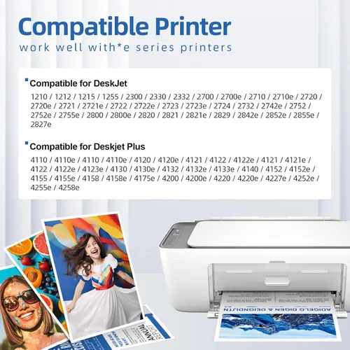 Miniatura 2 de Paquete combinado de cartuchos de tinta 67XL negro/color para HP Ink 67 para HP 67XL tinta para impresora Fit para HP DeskJet 2700e 2700 2855e 2800