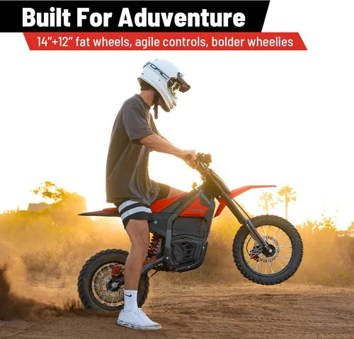 Miniatura 4 de Yozma IN10 Moto eléctrica todo terreno, velocidad máxima de 40 MPH, rango máximo de 53 millas Bicicleta eléctrica Fire Red