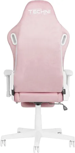 Miniatura 8 de Techni Sport Silla para juegos de terciopelo rosa con reposapiés