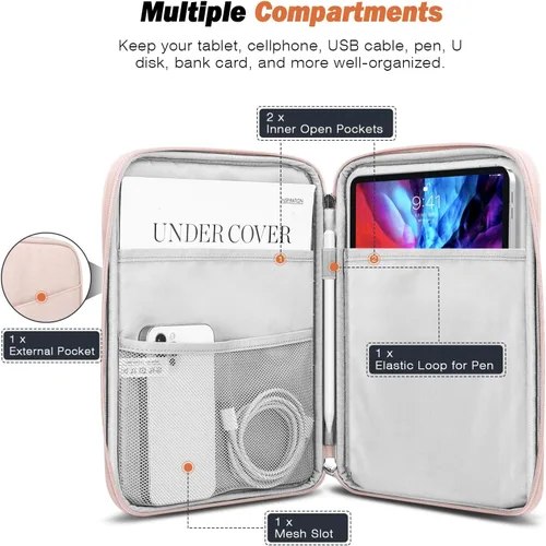 Miniatura 3 de MoKo Funda para tablet de 9 a 11 pulgadas, compatible con iPad Air M4/Pro M5 de 11 pulgadas, iPad A16 de 11 pulgadas, i-Pad 10/9/8/7th/Air 5/4th Rosa