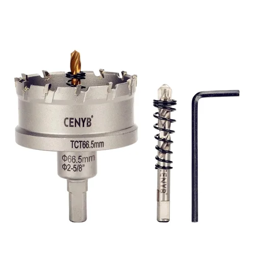 Miniatura 21 de 10 piezas (16-54 mm) Kit de sierra perforadora de carburo TCT para metales duros. Incluye 2 brocas de titanio, 1 broca piloto escalonada y 2 llaves