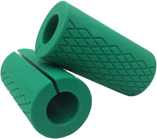 Grip - Mancuerna gruesa para levantamiento de pesas, mango de fitness, almohadilla protectora antideslizante de silicona, 1 par Verde