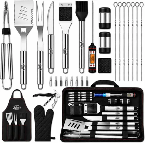 Miniatura 10 de Kaluns - Accesorios para parrilla, regalos para papá para el día del padre, juego de parrilla de acero inoxidable resistente, accesorios
