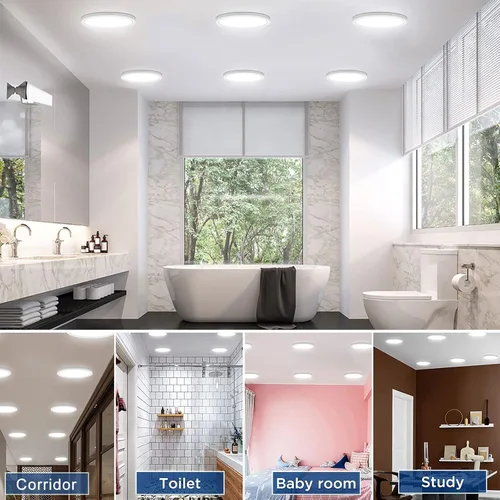 Miniatura 8 de Lámparas de techo de montaje empotrado de 7 pulgadas con certificación ETL, 12 W, 1200 lúmenes, regulable, luz de techo LED redonda ultrafina