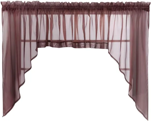 Miniatura 73 de Stylemaster Elegance Cenefa recta de gasa transparente, 60 x 14 pulgadas, color dorado