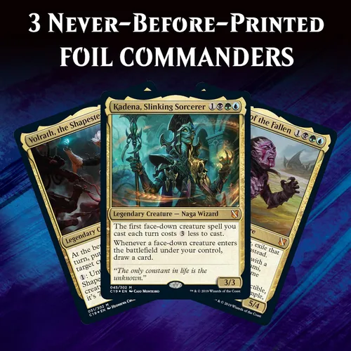 Miniatura 3 de Magic: The Gathering Commander 2019 Mazo Amenaza Sin Rostro Mazo de 100 Cartas Listo para Jugar 3 Comandantes Foil