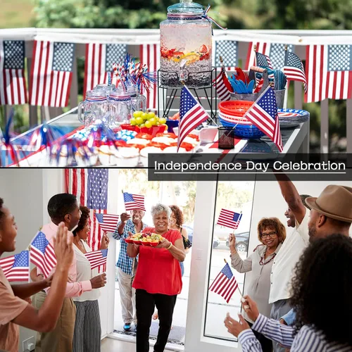 Miniatura 6 de Shimeyao Paquete de 100 banderas americanas pequeñas en palillos de 4 x 6 pulgadas, mini banderas a granel para el Día de la Independencia