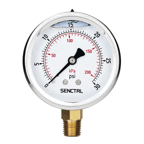 Miniatura 12 de SENCTRL 0-200 Psi Presión de Líquido Llenó de Glicerina, Medidor de Presión con Esfera de 2.5 Pulgadas, Montaje Inferior de 1/4 Pulgada NPT, Caja