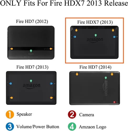 Miniatura 7 de Funda para Kindle Fire HDX7, ultraligera de piel sintética con función de encendido y apagado automático inteligente, funda delgada con ranura