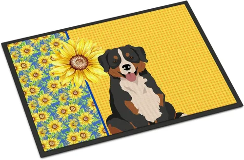 Miniatura 114 de Caroline's Treasures WDK5313MAT Airedale Terrier - Tapete para puerta delantera de 18 x 27 pulgadas, diseño de girasoles de verano, para entrada