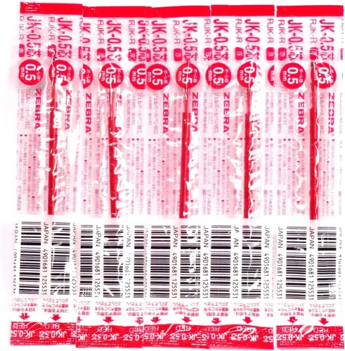 Zebra JK-0.5 - Recambio de tinta roja (RJK-R), 0.020 in, para bolígrafo de gel multicolor Sarasa, 5 unidades/total de 5 piezas (importación