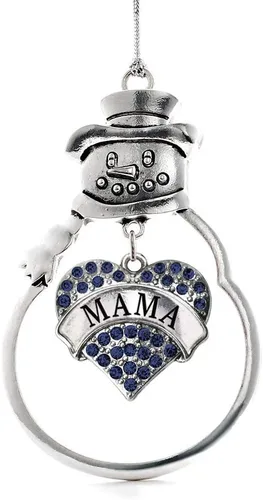Miniatura 75 de Inspired Silver - Fuerza Aérea - Adorno de Navidad plateado - Adorno de árbol de Navidad con colgante de corazón azul con circonita cúbica