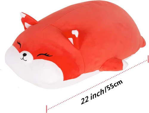Miniatura 2 de FFxiong Peluche de zorro de 22 pulgadas, almohada grande y suave para el cuerpo, juguete de peluche Kawaii para niñas, regalos para niños, niñas