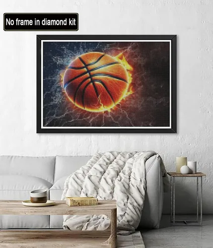 Miniatura 2 de Diymood DIY Kits de pintura de diamantes 5D para adultos Baloncesto - Kits de arte de diamantes para adultos Llama Taladro completo redondo