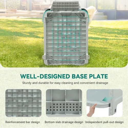Miniatura 7 de YITAHOME Casa para perros de plástico para exteriores, resistente al agua, con tragaluz ajustable y base elevada para perros pequeños, medianos