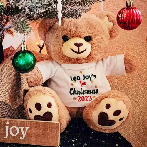 Miniatura 4 de DIBSIES Oso de peluche personalizado para la primera Navidad del bebé, 12 pulgadas
