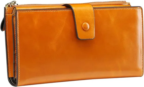 Miniatura 3 de Itslife - Cartera de piel sintética encerada para mujer con bloqueo de identificación de radio frecuencia (RFID), de gran capacidad, encerada