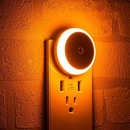 Miniatura 10 de Luz nocturna LED azul, enchufable, sensor inteligente del atardecer al amanecer, luz nocturna redonda pequeña, ahorro de energía, luz nocturna