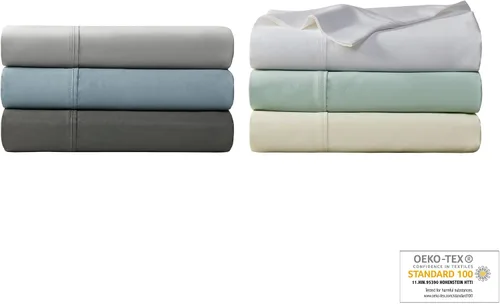 Miniatura 10 de Beautyrest Juego de sábanas de 1000 hilos, color sólido, bolsillo profundo elástico, para todas las estaciones, transpirable, HeiQ Smart Azul