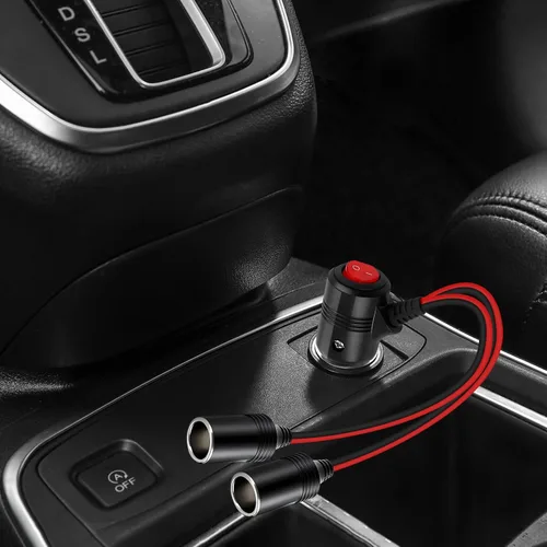 Miniatura 7 de Herfair Divisor de encendedor de cigarrillos para automóvil, adaptador de encendedor de cigarrillos de 2 enchufes, cable de extensión, puerto