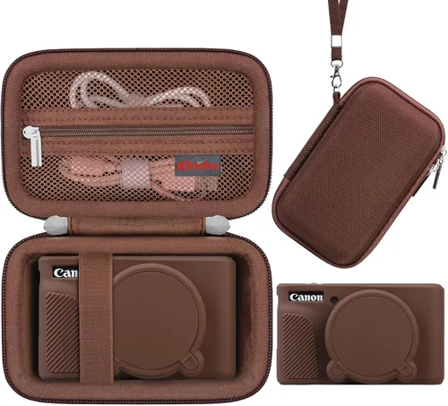 Miniatura 13 de Elonbo Funda para cámara digital Canon PowerShot SX740/SX730, Canon SX740/SX730 HS funda de transporte rígida + funda de silicona suave con cubierta