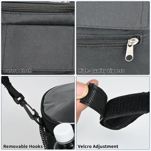 Miniatura 5 de Organizador de cochecito con portavasos aislados, bolsa universal para cochecito que se adapta a Uppababy, Baby Jogger, Nuna, correa de hombro Negro