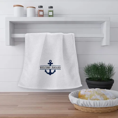 Miniatura 3 de OHSUL Toallas de playa altamente absorbentes con ancla de barco, toallas de cocina, toallas de baño, toallas de mano de anclaje azul marino
