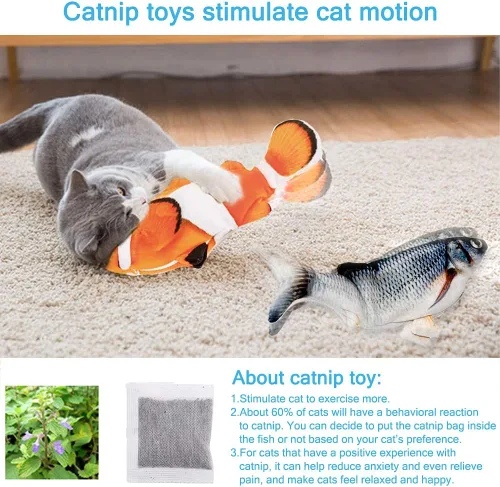 Miniatura 3 de Juguetes interactivos para gatos que flotan peces con hierba gatera, juguetes para gatos en movimiento para gatos de interior, paquete de 2, juguete