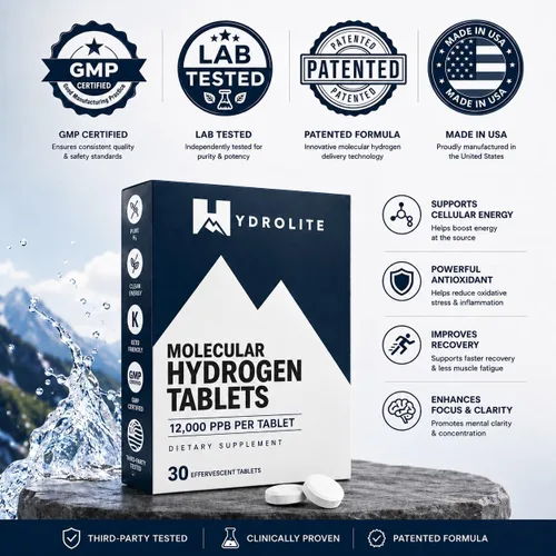 Miniatura 2 de Comprimidos de hidrógeno molecular HydroLite para agua potable con magnesio La concentración más alta de H2 12,000 PPB Potenciador de energía