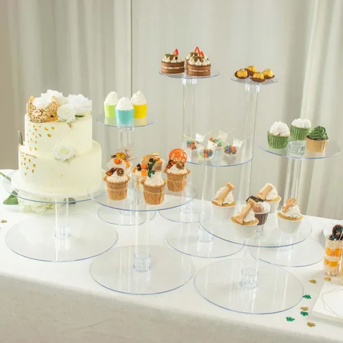 Miniatura 10 de Efavormart - Soporte para decoración de postres de 6 niveles de cristal acrílico resistente para decoración de postres para fiesta de cumpleaños