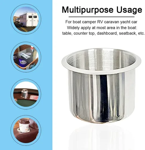 Miniatura 4 de Soporte de vaso de acero inoxidable para caravana, accesorios de montaje de bebida para consola central de automóviles marinos, barcos, camiones