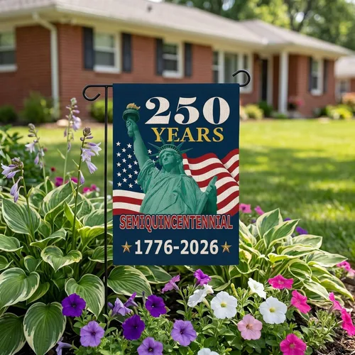 Miniatura 7 de Bandera de jardín de 250 años de América, pancarta patriótica de doble cara del 250 aniversario de Estados Unidos, diseño de estatua de la libertad