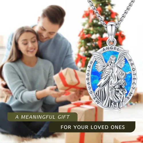 Miniatura 7 de Collar con colgante de San MiguelSan CristóperSan SebastiánGuadalupeÁngel de la GuardaSanta MuerteJudeJoseph para hombres y mujeres, plata de ley