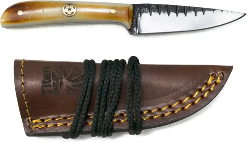 Cuchillo de despellejado Titan International Knives TC-30 de acero Carbono 1080 | Cuchillo de utilidad hecho a mano EDC | Hoja fija con